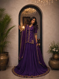 Royal Purple Lehenga with Golden Embroidery Elegant Anarkali