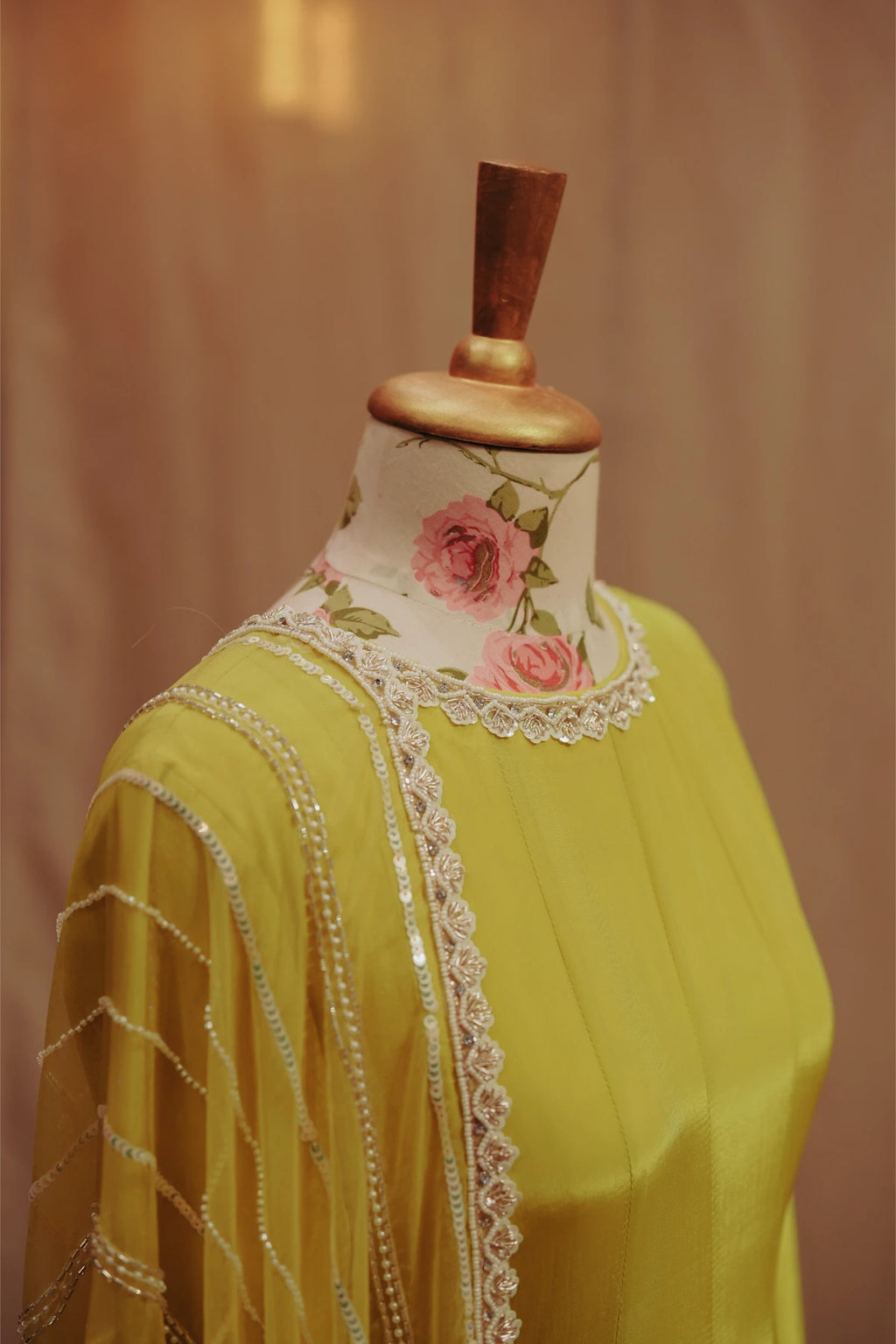 Light Yellow Green Anarkali & Palazzo Set
