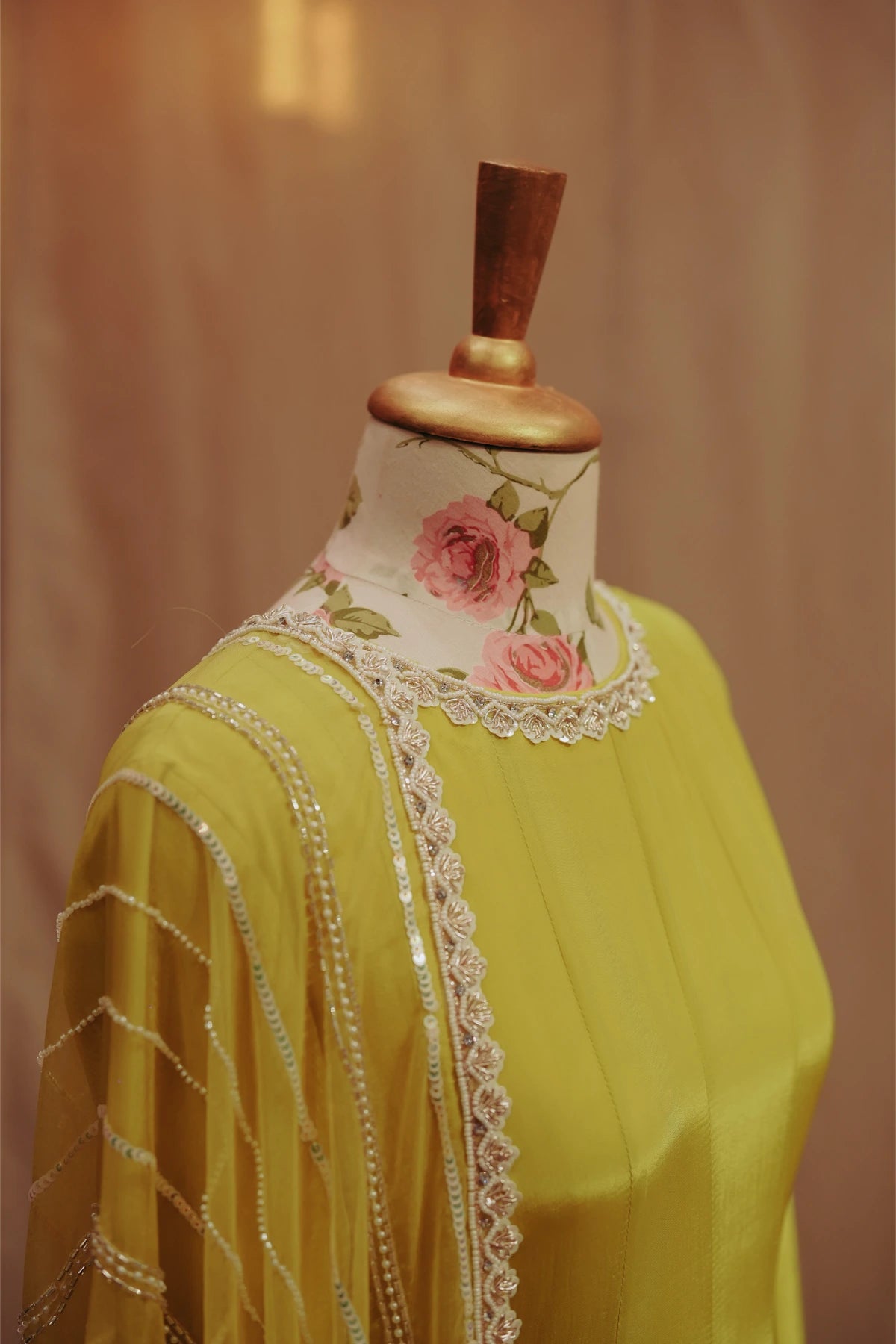 Light Yellow Green Anarkali & Palazzo Set