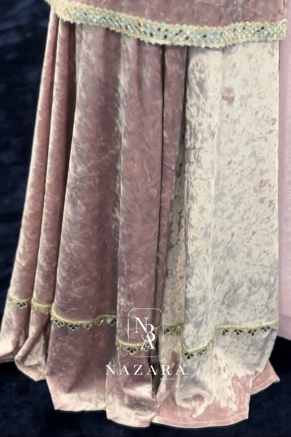 Velvet Short Top with Umbrella Palazzo & Organza Dupatta Set