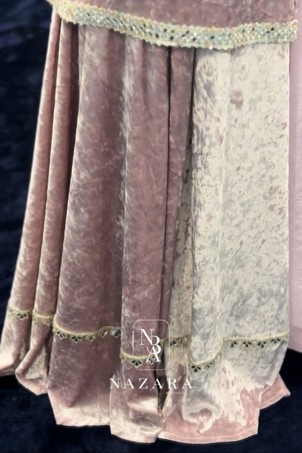 Velvet Short Top with Umbrella Palazzo & Organza Dupatta Set