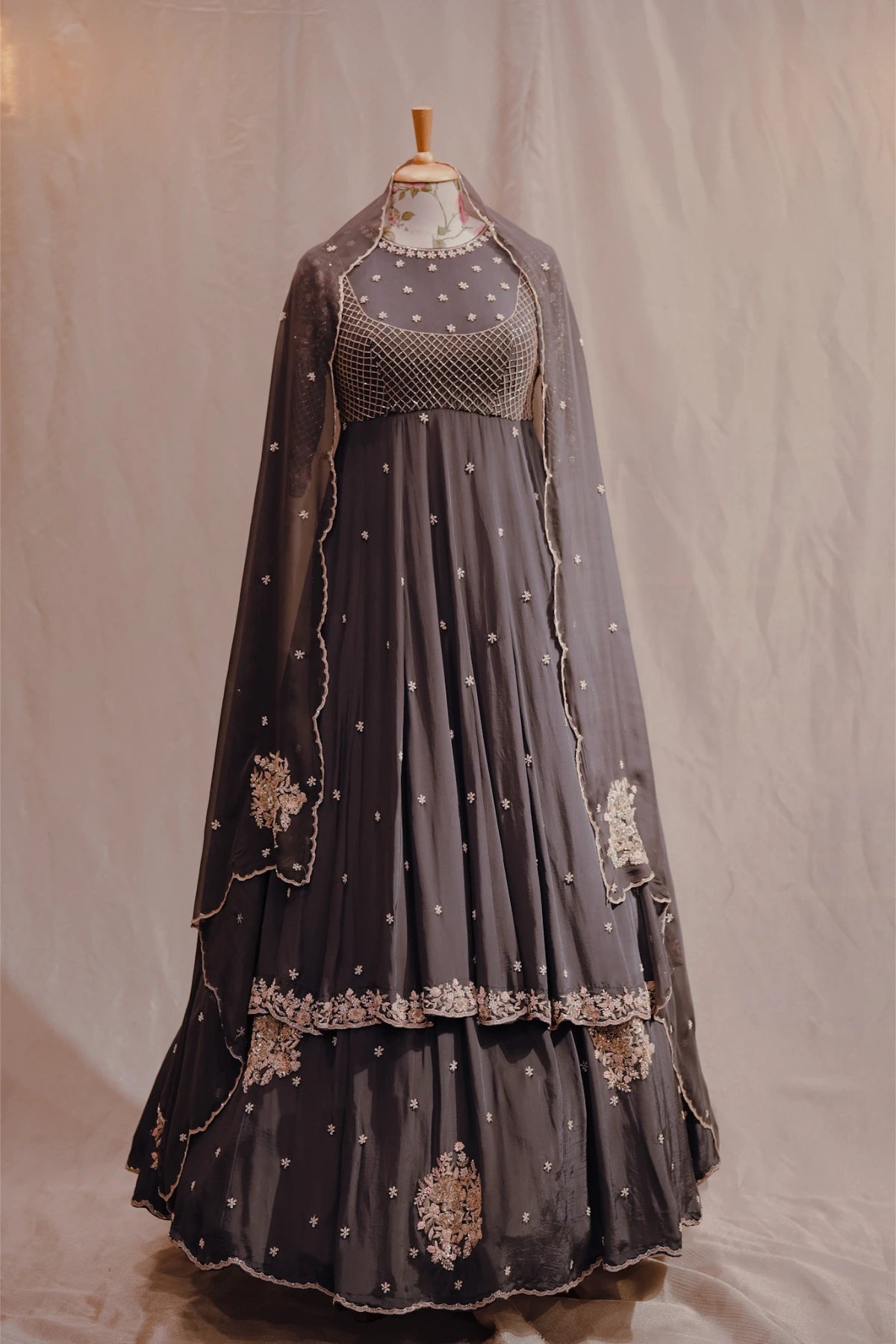 Pakistani Lehenga Dark Grey