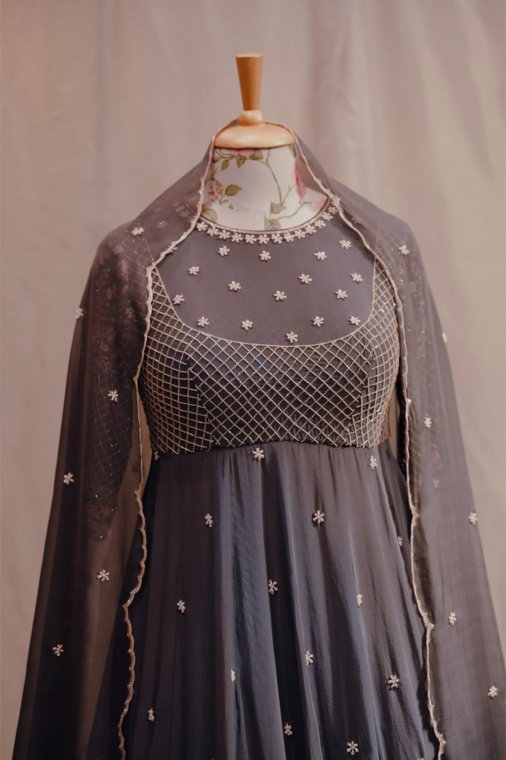 Pakistani Lehenga Dark Grey