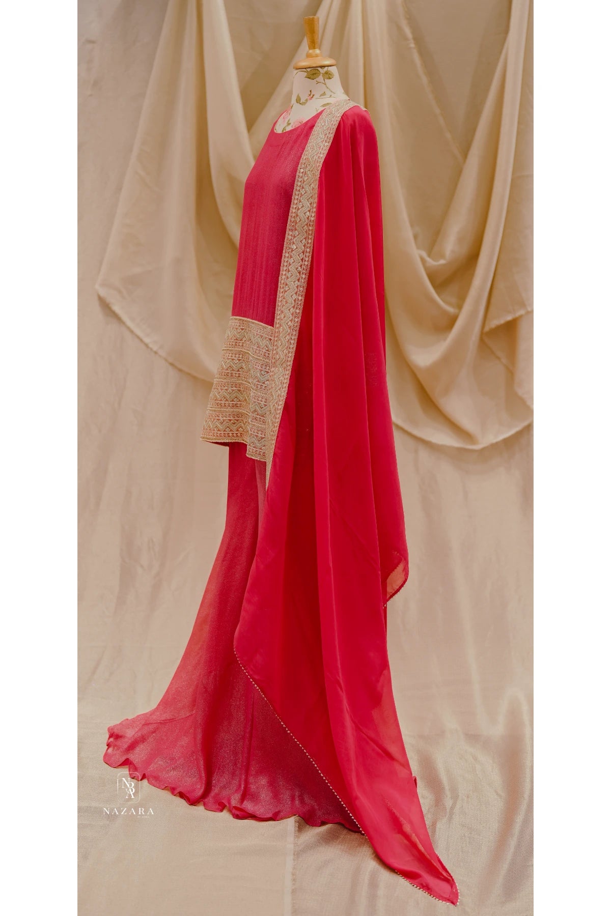 Rani pink short top and palazzo