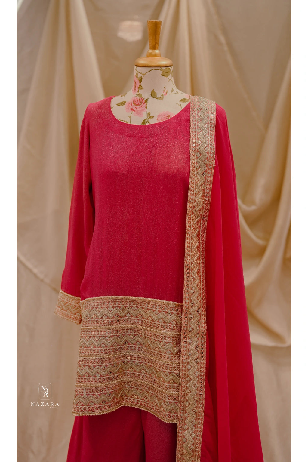 Rani pink short top and palazzo